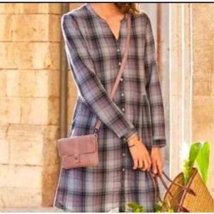 Garnet Hill plaid shirtdress Organic Cotton size 2 Sustainable natural fiber pre